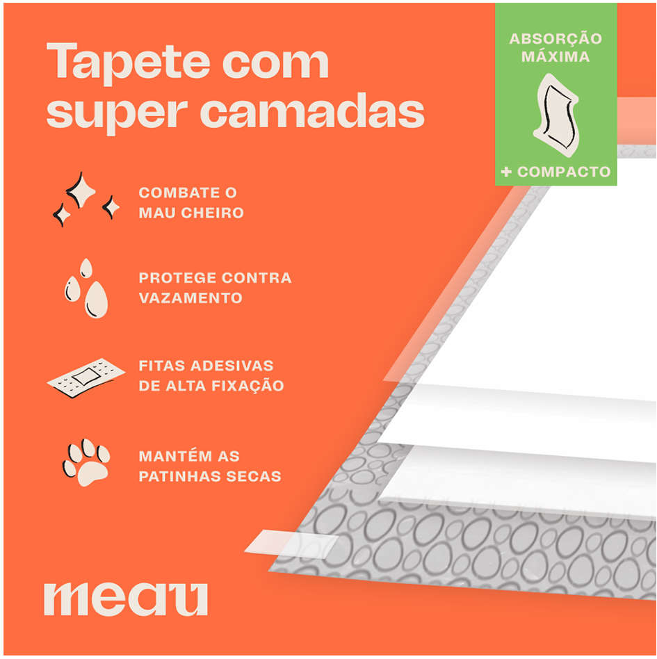 Tapete Higiênico Meau Cheirinho Cítrico Slim para Cães - 30 Unidades
