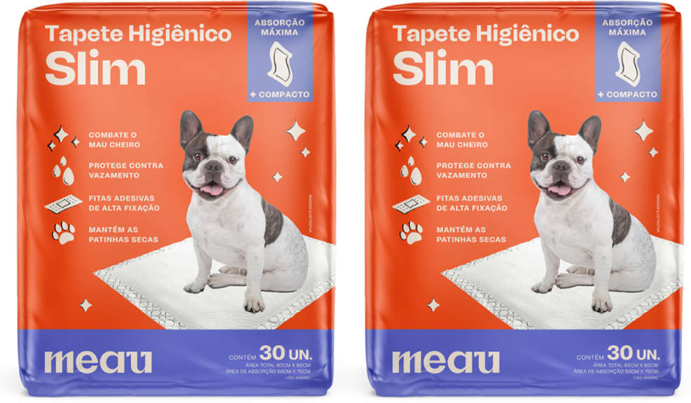 Tapete Higiênico Meau Slim para Cães - 60 Unidades (2 Pacotes)