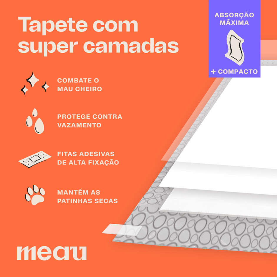 Tapete Higiênico Meau Slim para Cães - 30 Unidades