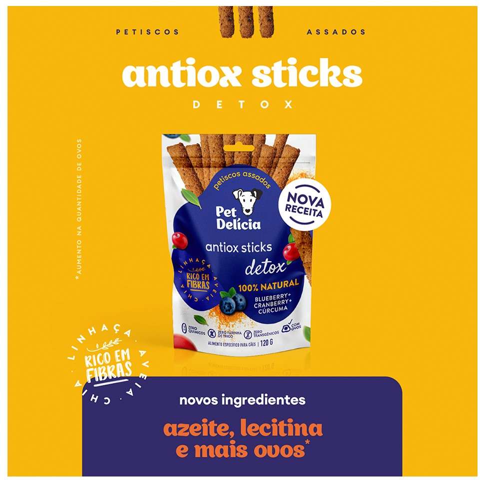 Snack Pet Delícia Petisco Natural para Cães Sabor Blueberry e Cranberry - 120g