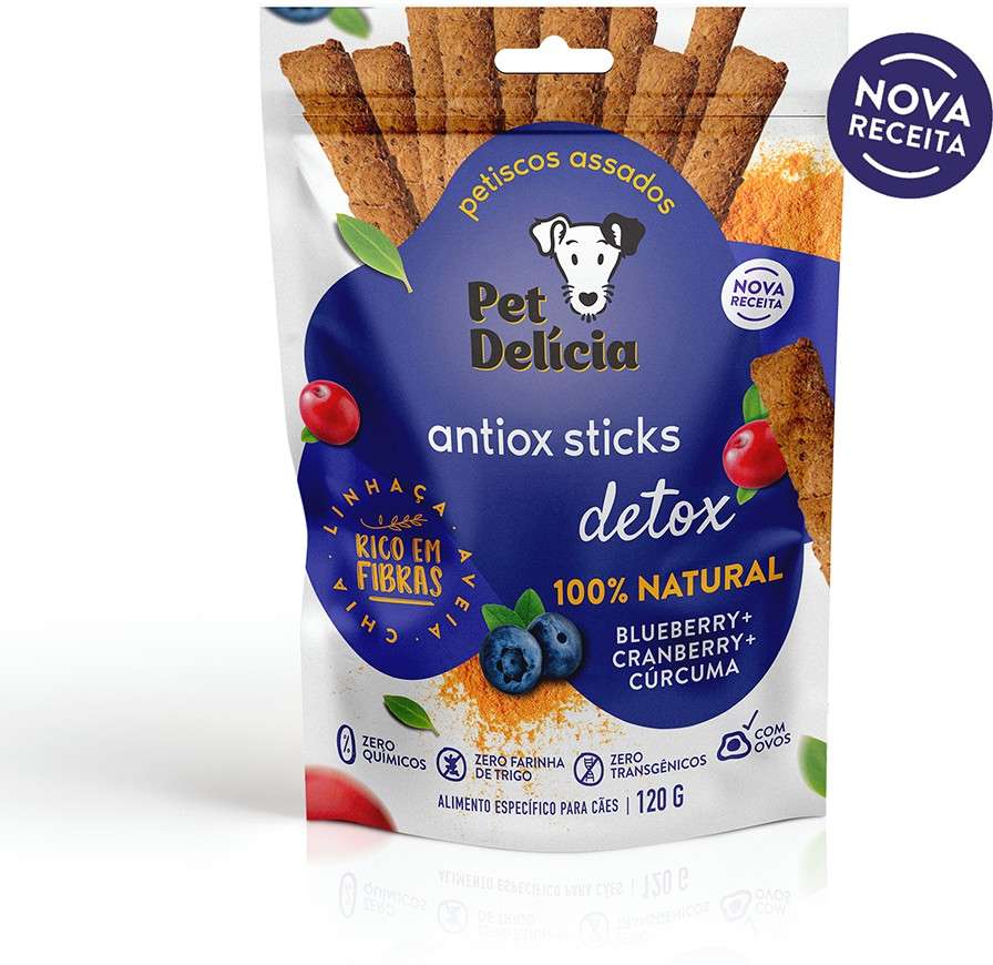 Snack Pet Delícia Petisco Natural para Cães Sabor Blueberry e Cranberry - 120g