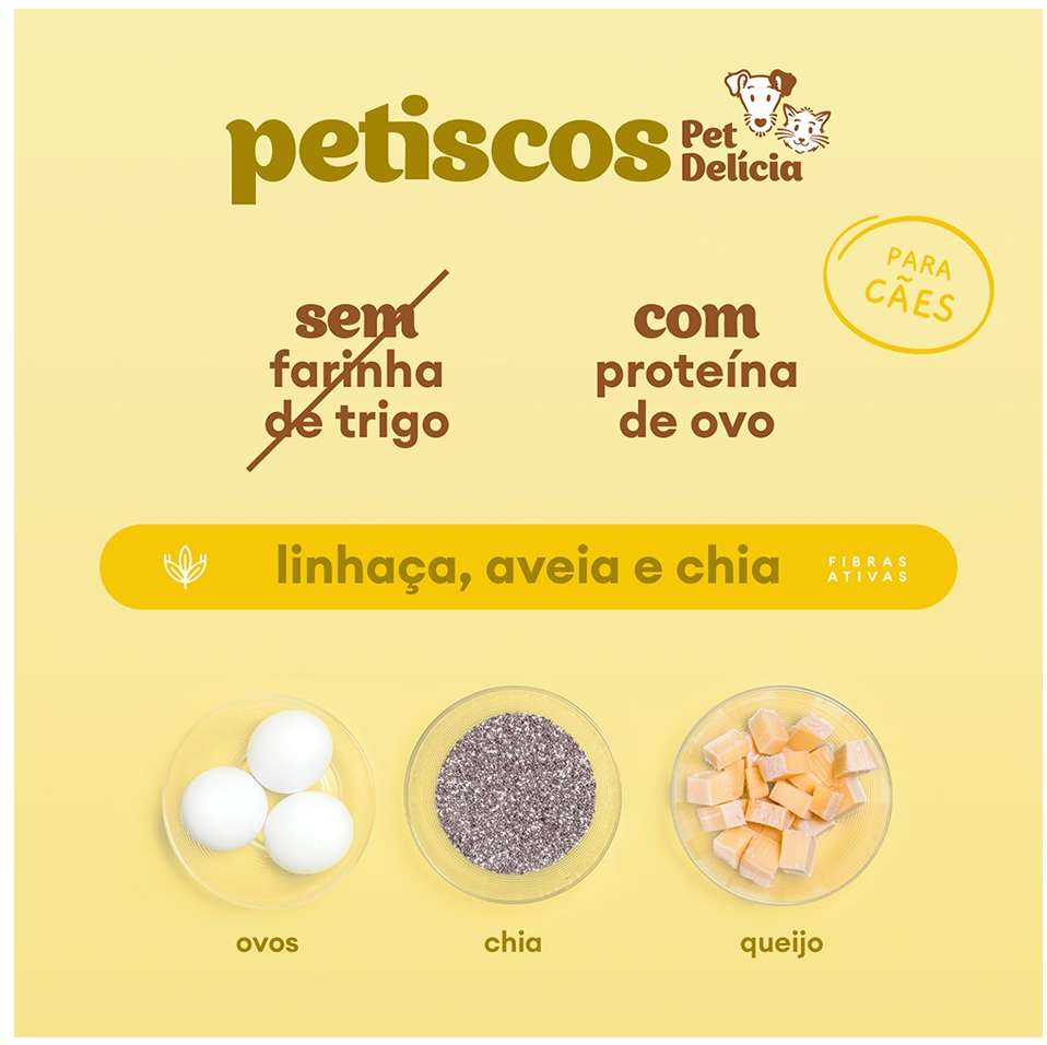 Snack Pet Delícia Petisco Natural para Cães Sabor Queijo - 120g