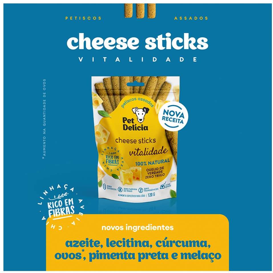 Snack Pet Delícia Petisco Natural para Cães Sabor Queijo - 120g