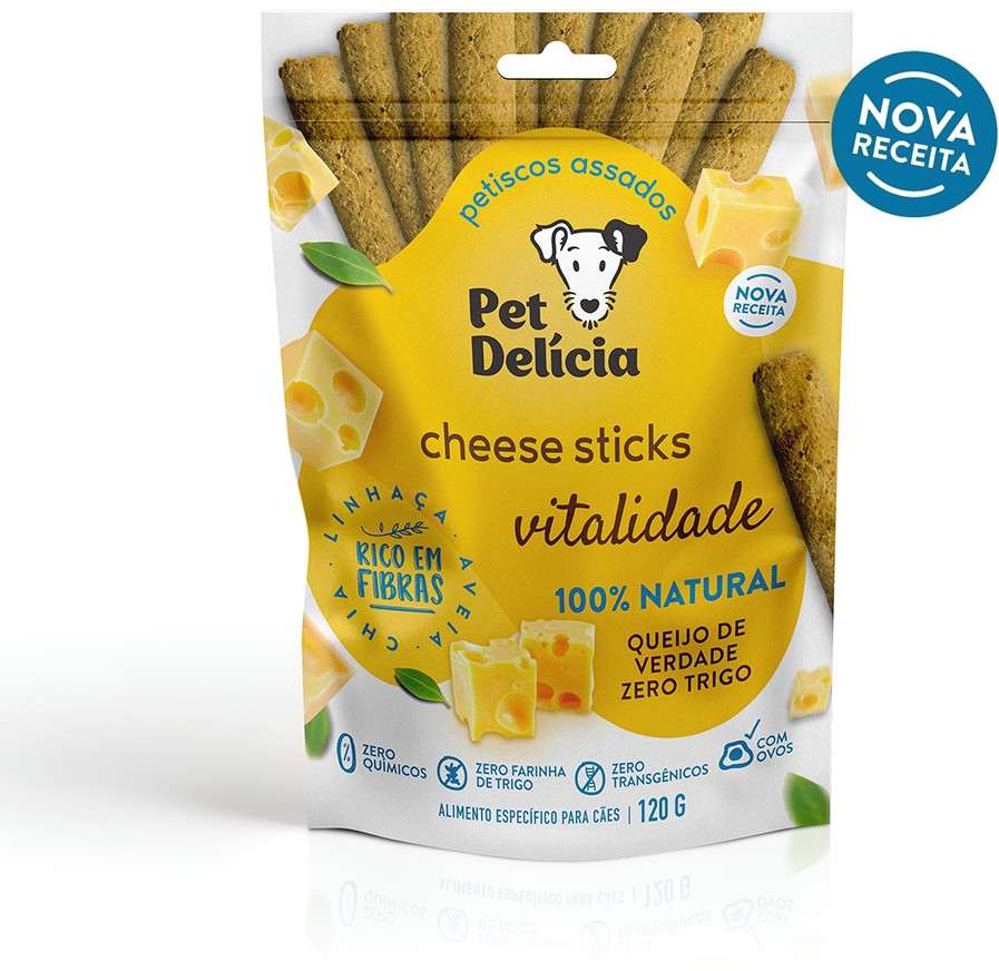 Snack Pet Delícia Petisco Natural para Cães Sabor Queijo - 120g