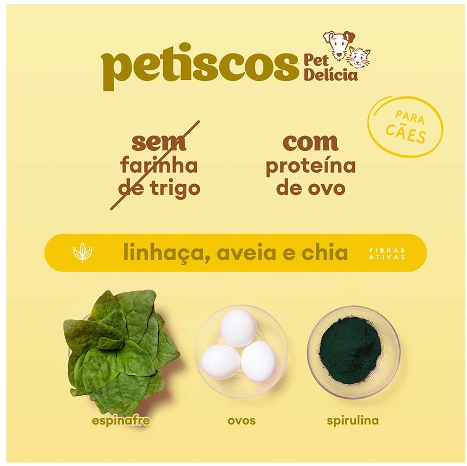 Snack Pet Delícia Petisco Natural para Cães Sabor Alfafa e Espinafre - 120g