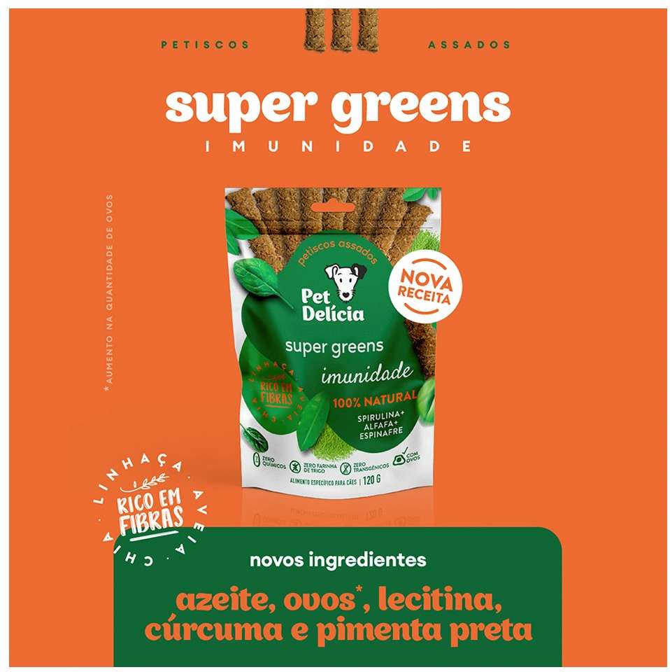 Snack Pet Delícia Petisco Natural para Cães Sabor Alfafa e Espinafre - 120g