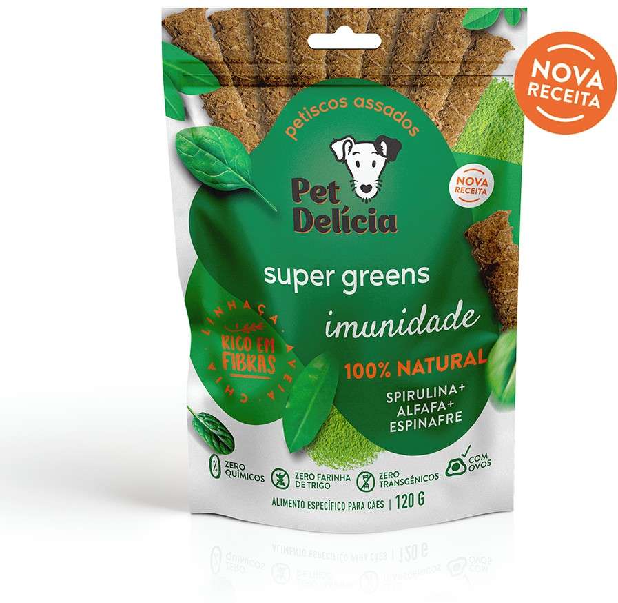 Snack Pet Delícia Petisco Natural para Cães Sabor Alfafa e Espinafre - 120g