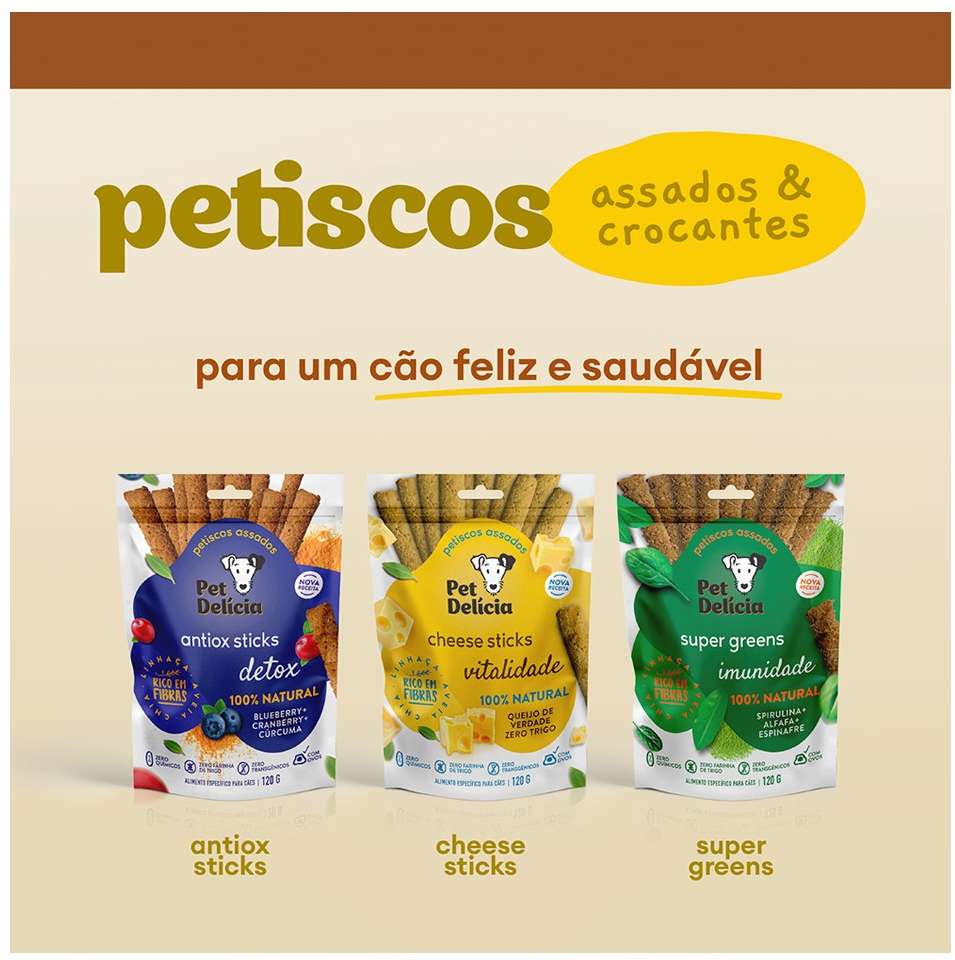 Snack Pet Delícia Petisco Natural para Cães Sabor Alfafa e Espinafre - 120g
