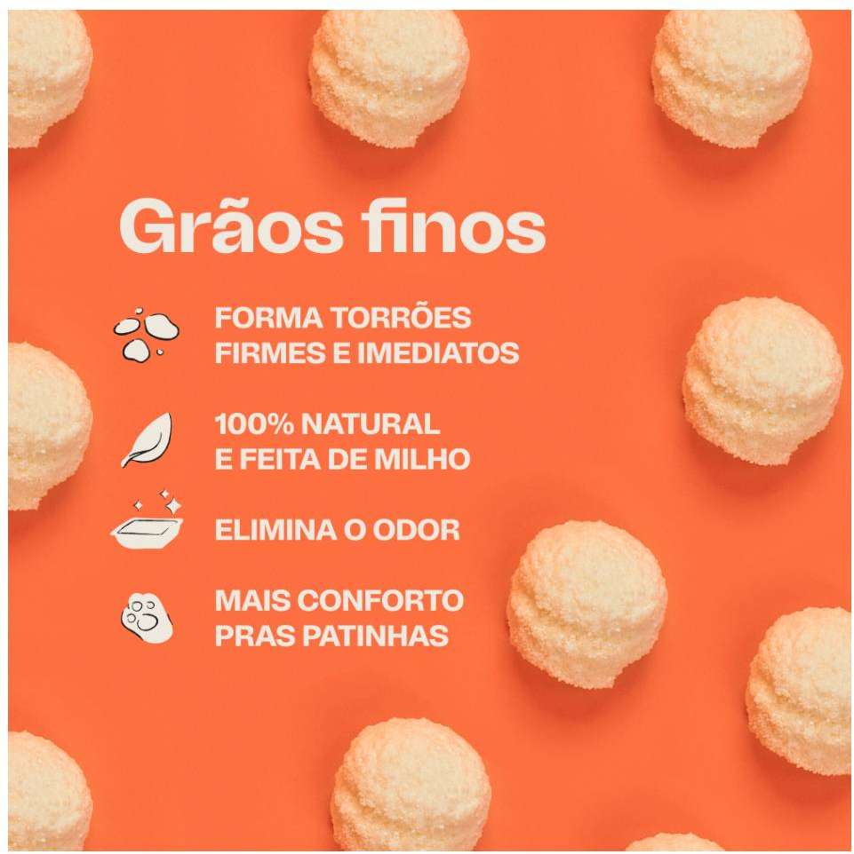 Areia Higiênica Meau Biodegradável Grãos Finos para Gatos - 4Kg