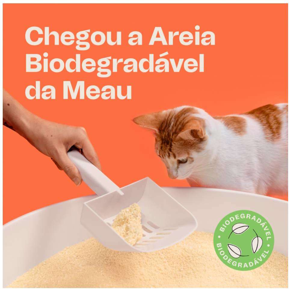Areia Higiênica Meau Biodegradável Grãos Finos para Gatos - 4Kg