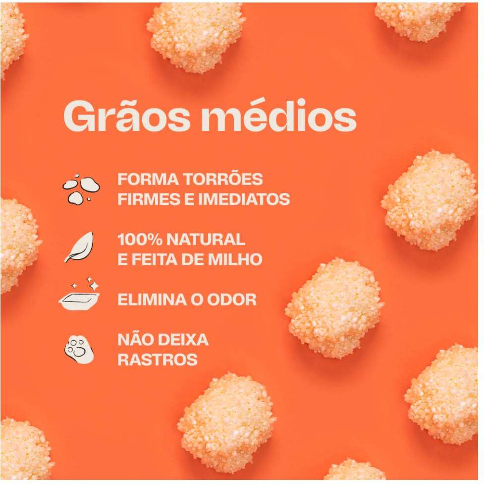 Areia Higiênica Meau Biodegradável Grãos Médios para Gatos - 4Kg
