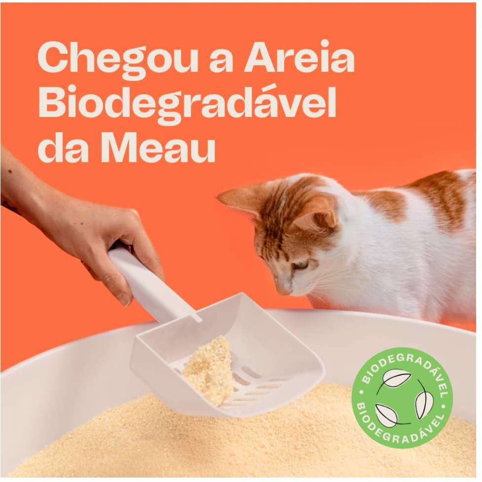 Areia Higiênica Meau Biodegradável Grãos Médios para Gatos - 4Kg