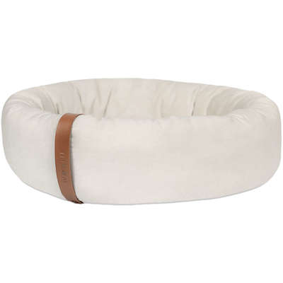 Cama Lush Off-White com Tag Caramelo para Gatos