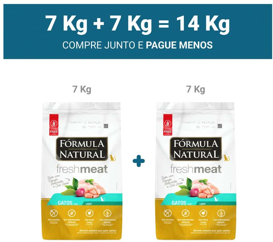 Ração Seca Fórmula Natural Fresh Meat Light para Gatos - 14Kg