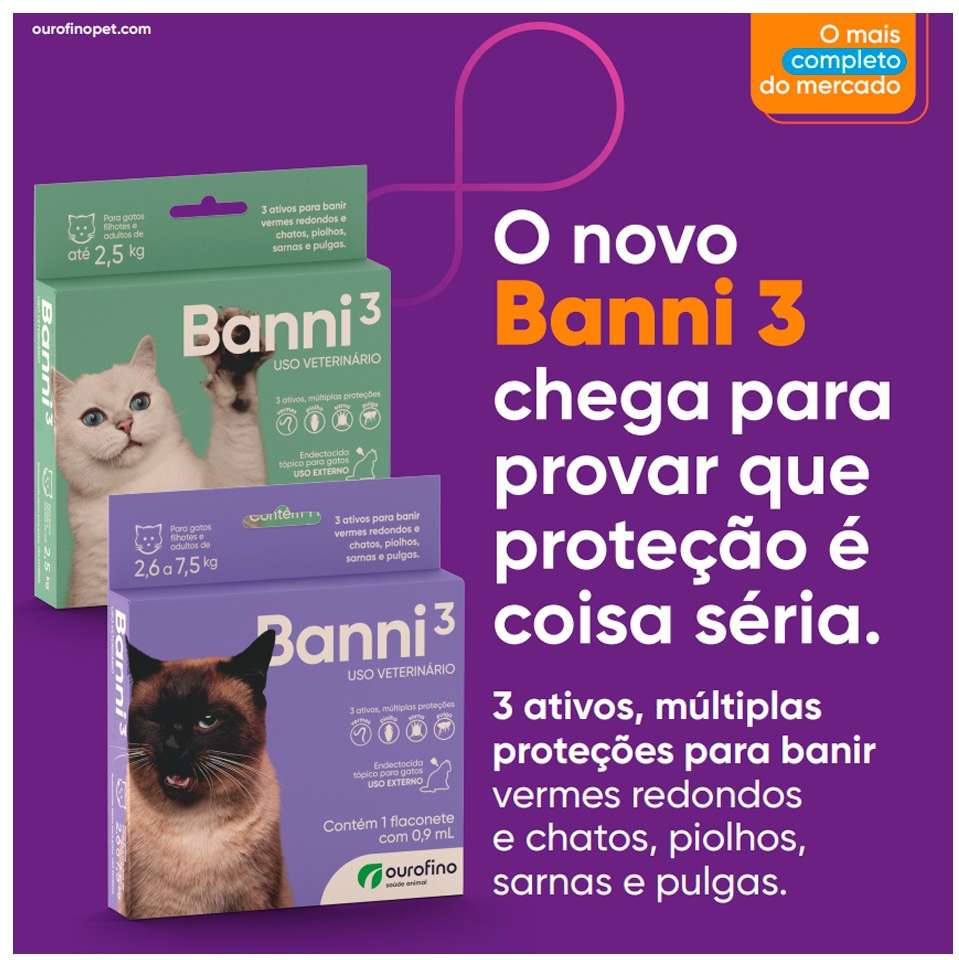 Antipulgas Banni 3 40 mg para Gatos até 2,5Kg - 1 Pipeta