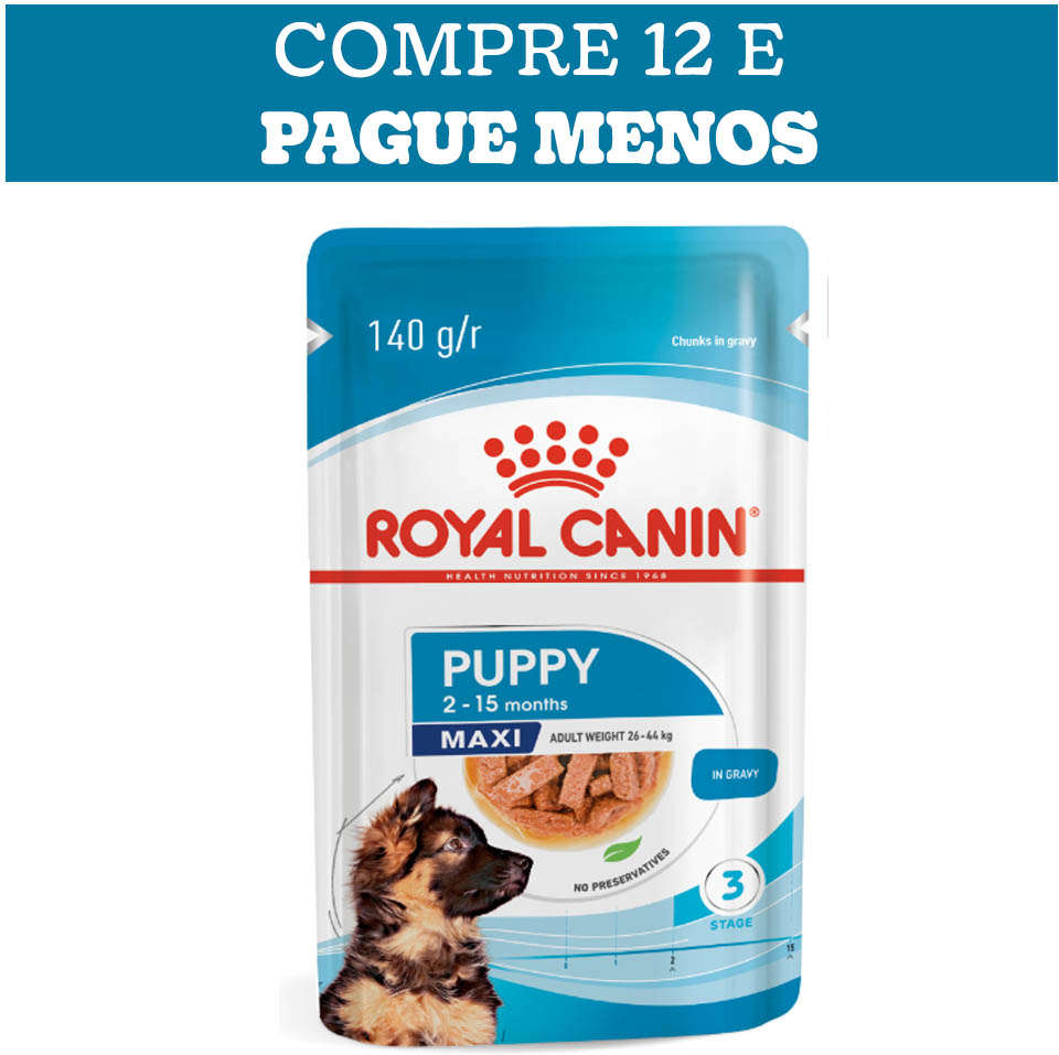 Kit Ração Úmida Royal Canin Sachê Size Health Nutrition Puppy Wet para Cães Filhotes Raças Grandes - 12 Unidades