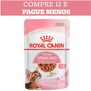 Kit Ração Úmida Royal Canin Sachê Pedaços ao Molho Kitten Sterilised para Gatos Filhotes Castrados - 12 Unidades