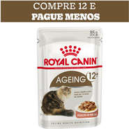 Kit Ração Úmida Royal Canin Sachê Feline Health Nutrition Ageing +12 para Gatos Idosos - 12 Unidades