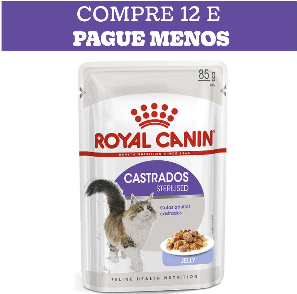 Kit Ração Úmida Royal Canin Sterilised Jelly para Gatos Adultos Castrados - 12 Unidades