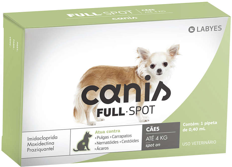 Antiparasitário Canis Full Spot 40 mg para Cães de 1 a 4Kg - 1 Pipeta