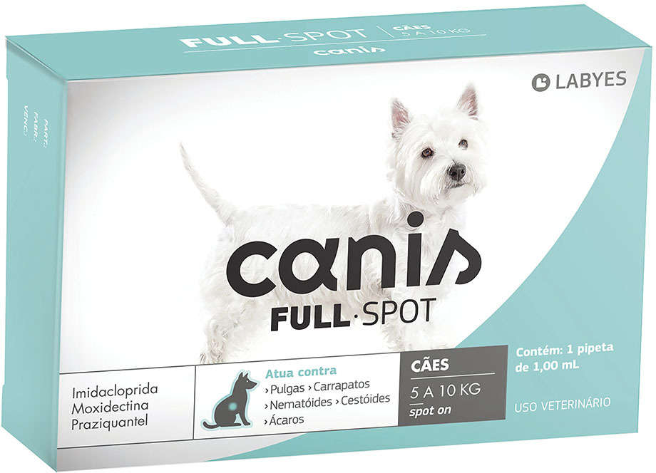 Antiparasitário Canis Full Spot 100 mg para Cães de 5 a 10Kg - 1 Pipeta