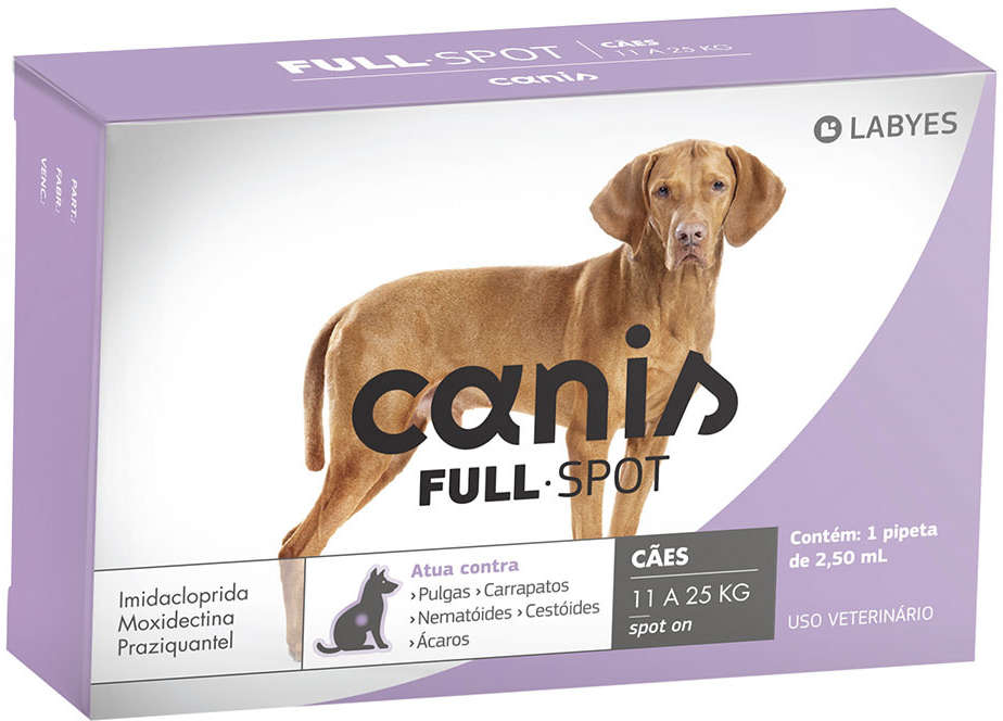 Antiparasitário Canis Full Spot 250 mg para Cães de 11 a 25Kg - 1 Pipeta