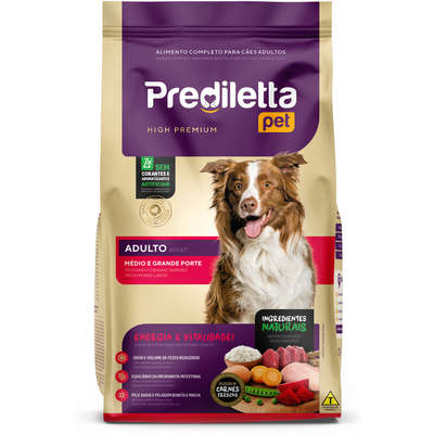 Ração Seca Prediletta Pet Carne e Vegetais para Cães Adultos Porte Médio e Grande