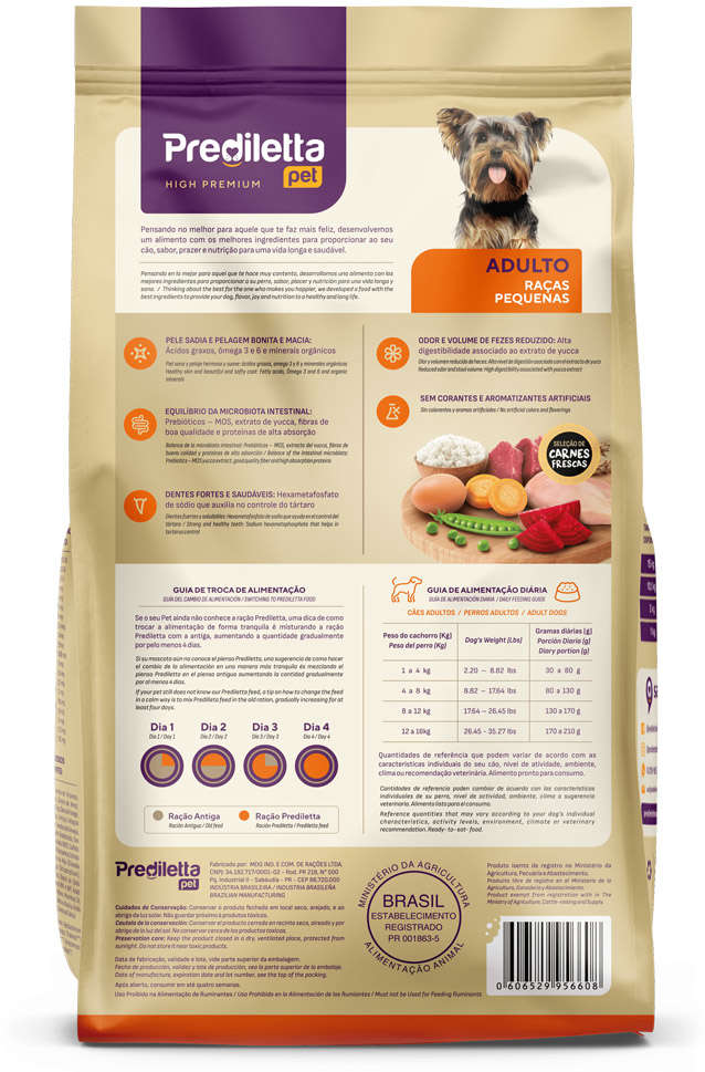 Ração Seca Prediletta Pet Carne e Vegetais para Cães Adultos Porte Pequeno - 15Kg