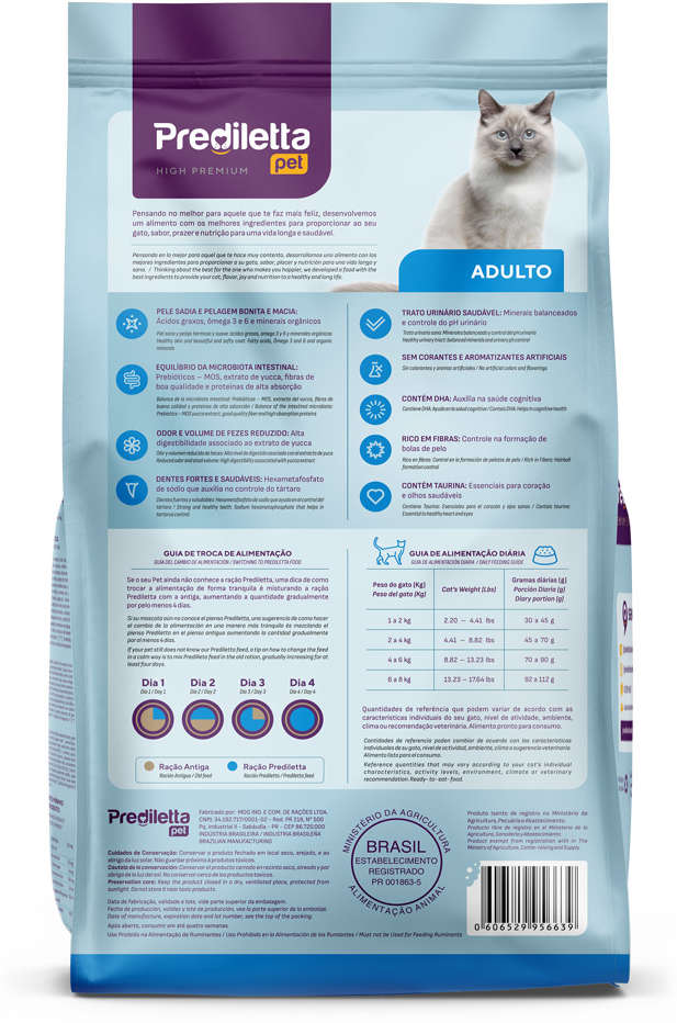 Ração Seca Prediletta Pet Carne e Vegetais para Gatos Adultos - 10,1Kg