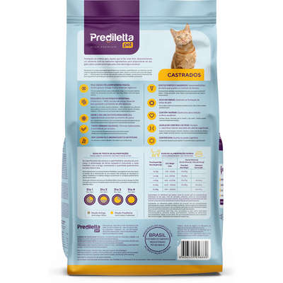 Ração Seca Prediletta Pet Carne e Vegetais para Gatos Castrados