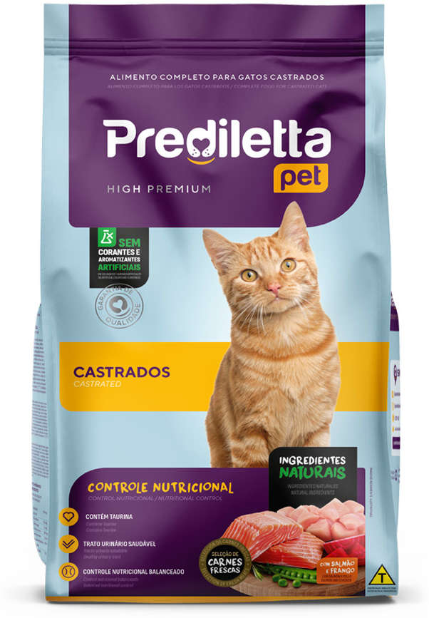 Ração Seca Prediletta Pet Salmão e Frango para Gatos Castrados - 10,1Kg