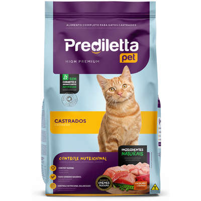 Ração Seca Prediletta Pet Carne e Vegetais para Gatos Castrados
