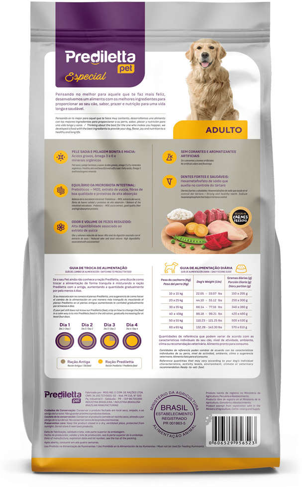 Ração Seca Prediletta Pet Especial Carne e Vegetais para Cães Adultos - 15Kg
