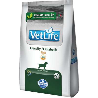 Ração Seca Vet Life Natural Obesity e Diabetic Fish para Cães