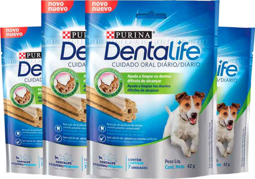 Kit Petisco Purina DentaLife para Cães Adultos Porte Pequeno Sabor Frango 42g - 4 Unidades