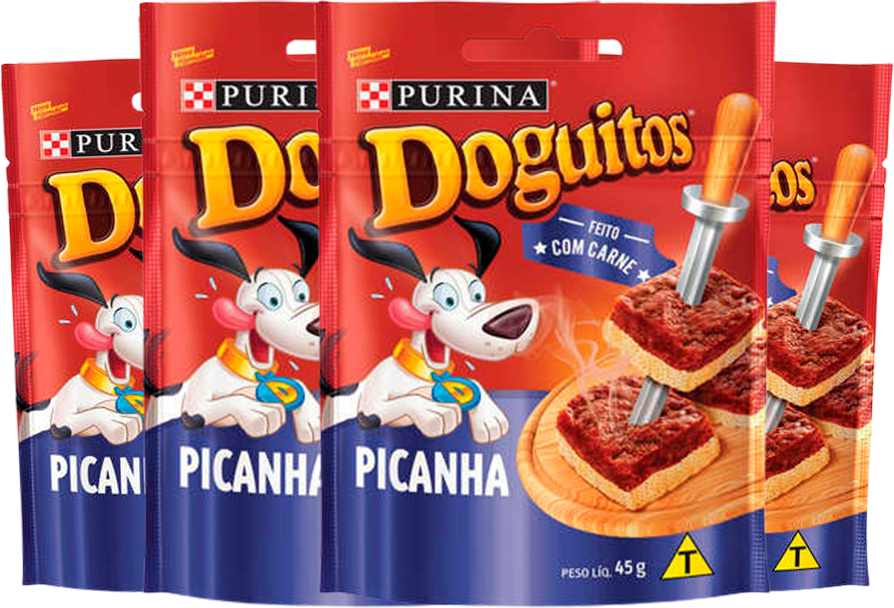 Kit Petisco Purina Doguitos para Cães Sabor Picanha 45g - 4 Unidades