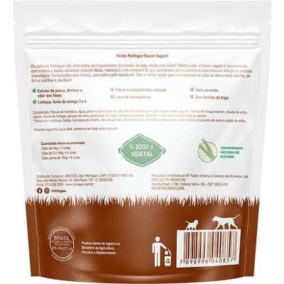 Sticks PetVegan para Cães Sabor Bacon Vegetal