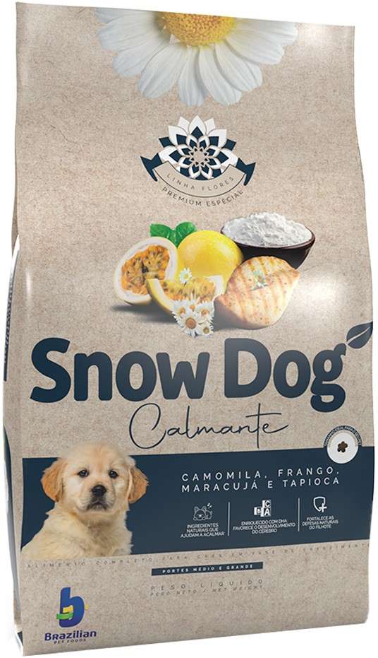 Ração Seca Snow Dog Flores Calmante para Cães Filhotes Porte Médio e Grande - 15Kg