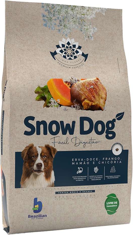 Ração Seca Snow Dog Fácil Digestão para Cães Adultos Porte Médio e Grande - 20Kg