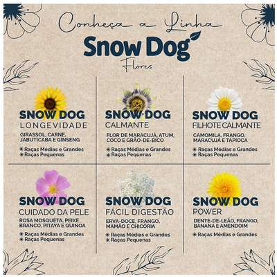 Ração Seca Snow Dog Flores Cuidado da Pele para Cães Adultos Porte Médio e Grande