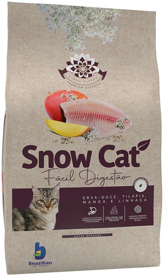 Ração Seca Snow Cat Flores Fácil Digestão para Gatos Adultos - 20Kg