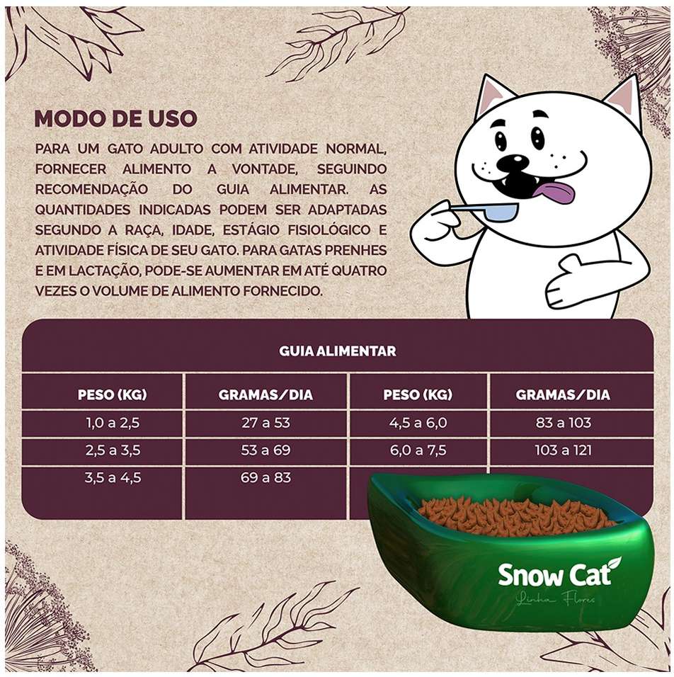 Ração Seca Snow Cat Flores Fácil Digestão para Gatos Adultos - 20Kg
