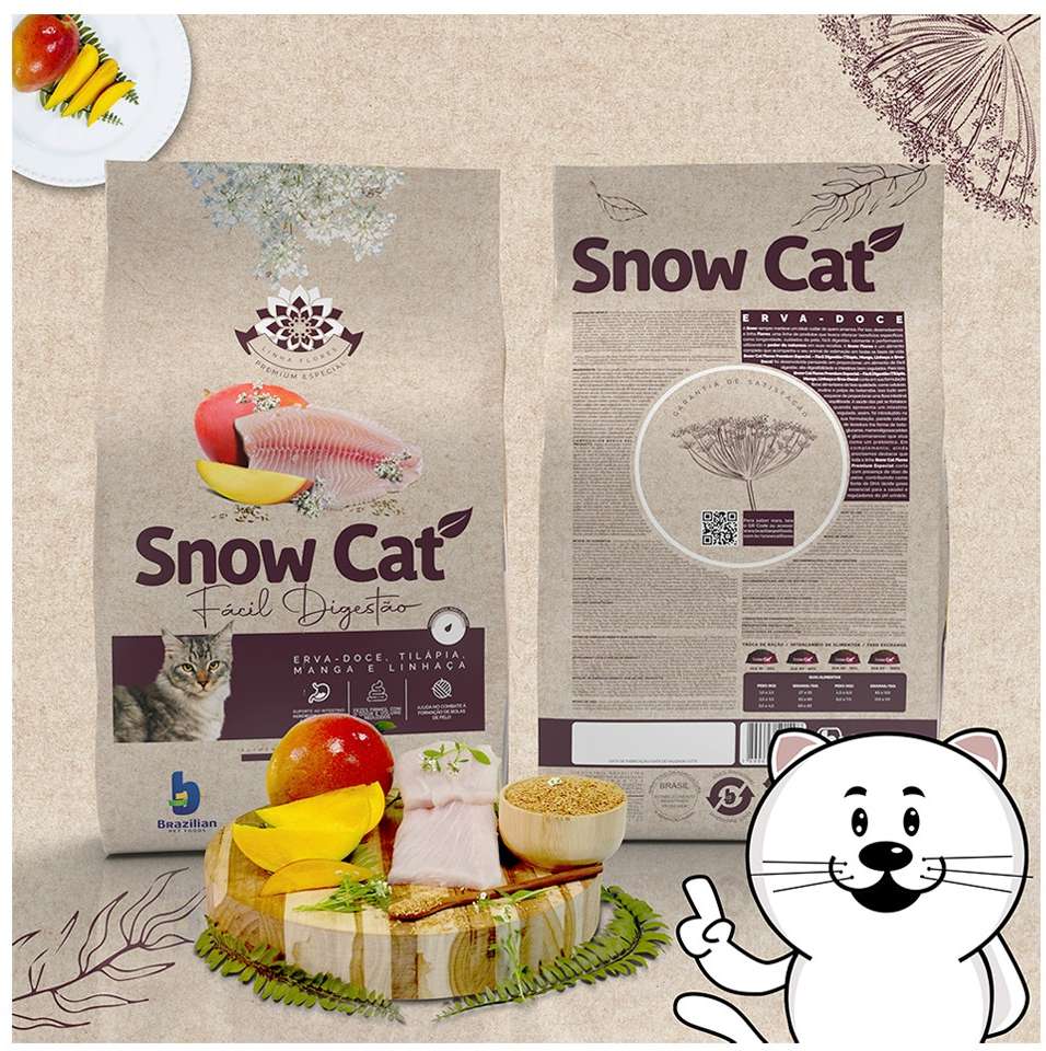 Ração Seca Snow Cat Flores Fácil Digestão para Gatos Adultos - 20Kg