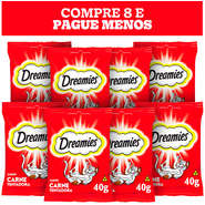 Kit Petisco Dreamies para Gatos Adultos Sabor Carne - 8 Pacotes (40 g)
