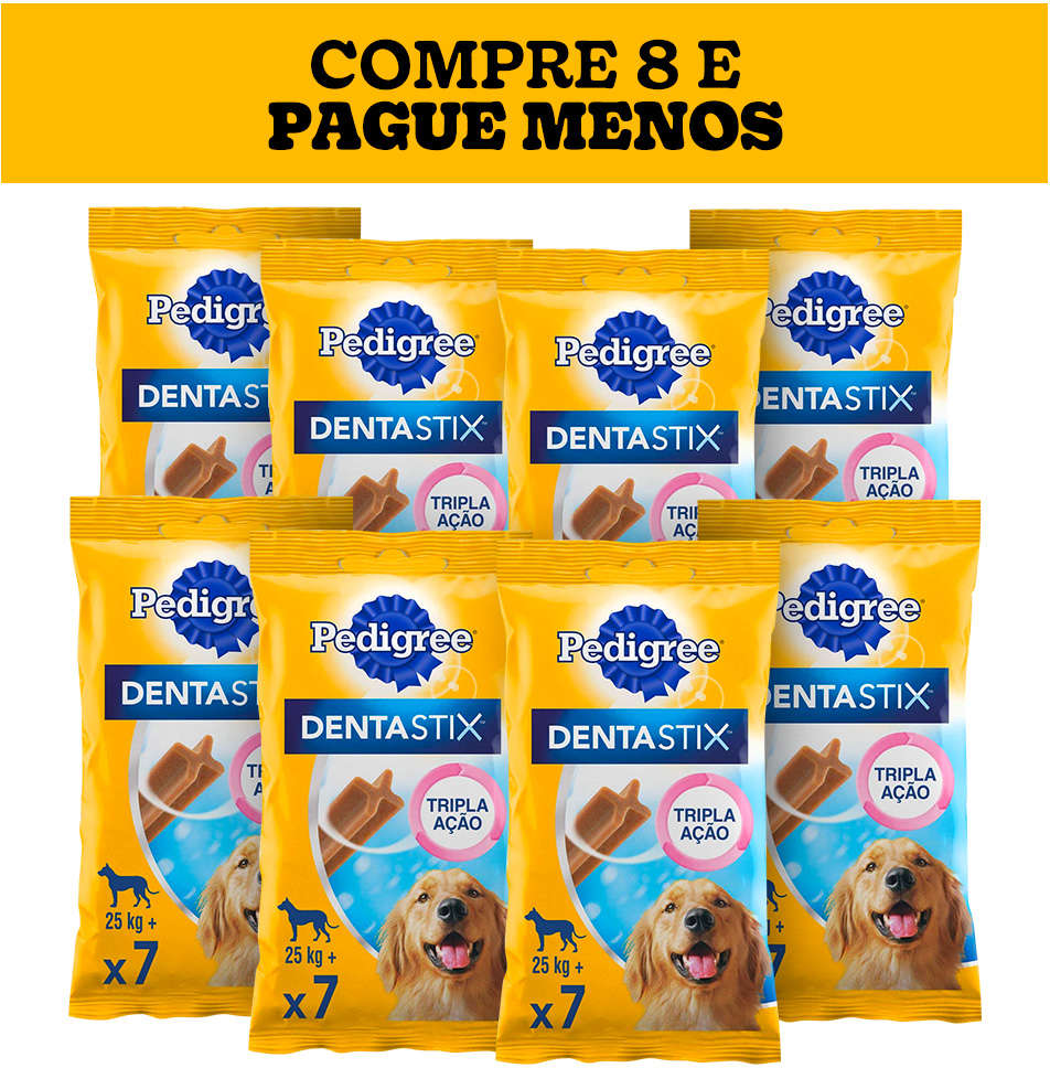 Kit Petisco Pedigree Dentastix para Cães Adultos Porte Grande Cuidado Oral - 8 Pacotes