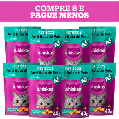 Petisco Whiskas Temptations Anti Bola de Pelo Para Gatos Adultos