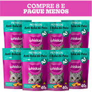 Kit Petisco Whiskas Temptations Anti Bola de Pelo Para Gatos Adultos - 8 Pacotes (40 g)