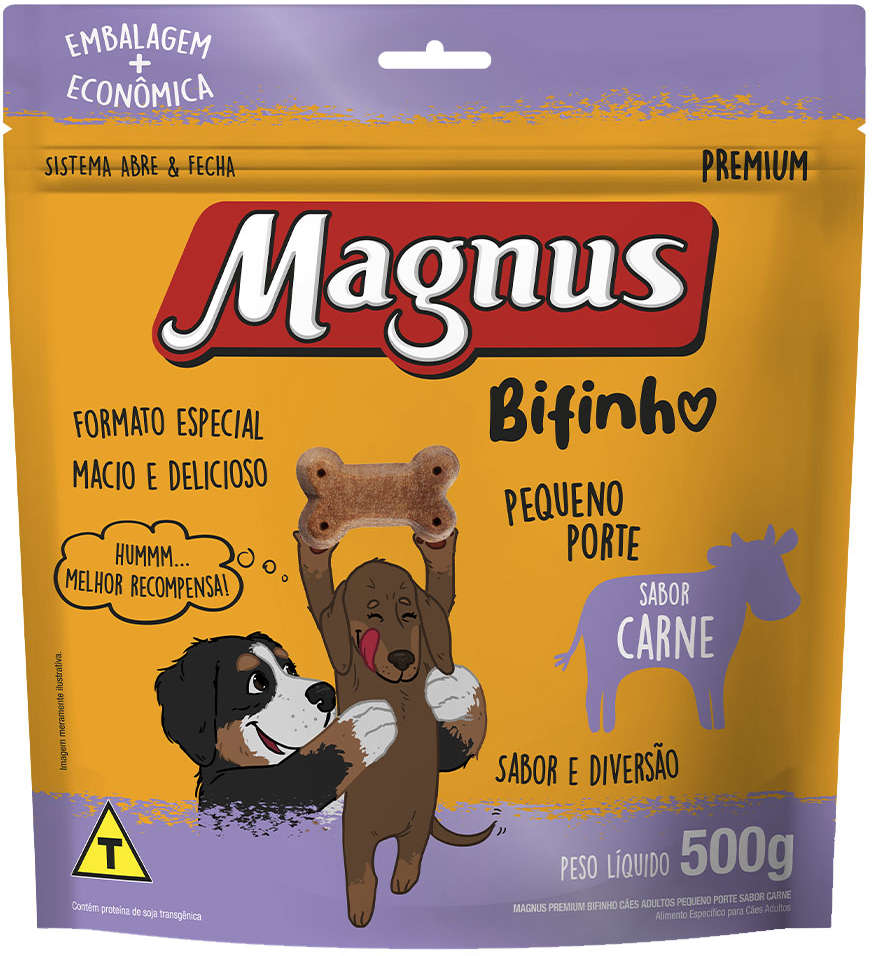 Bifinho Magnus para Cães Adultos Porte Mini e Pequeno Sabor Carne - 500g