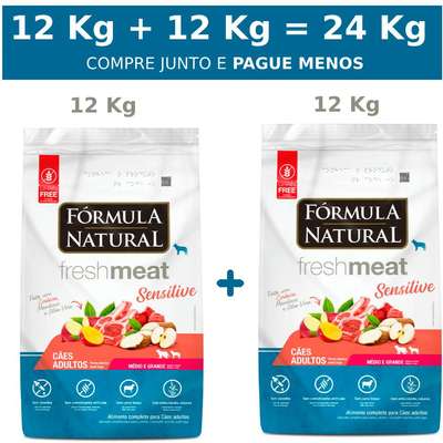 Ração Seca Fórmula Natural Fresh Meat Sensitive Cães Adultos Portes Médio e Grande
