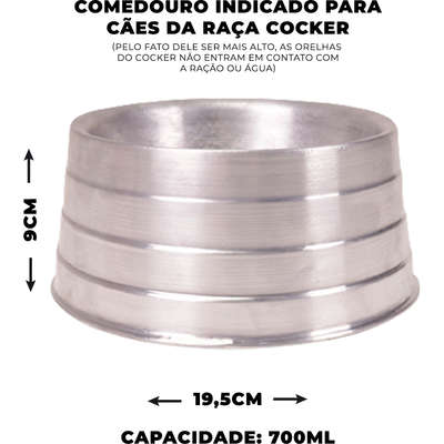 Comedouro Majestic Pet Pesado em Alumínio Cocker para Cães